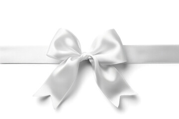 Elegant White Satin Bow on Transparent