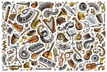 Classic music cartoon objects set