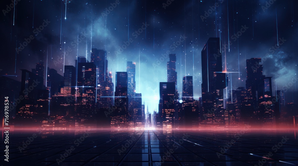 Canvas Prints futuristic cyberpunk style particles background