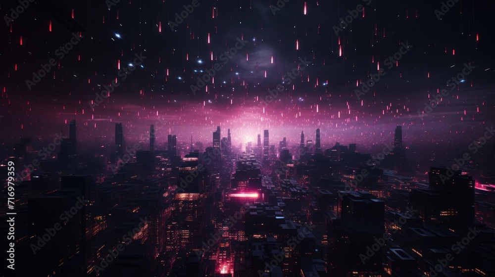 Canvas Prints futuristic cyberpunk style particles background