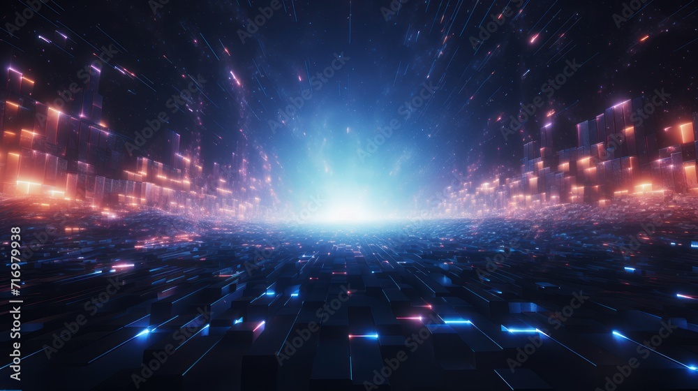 Canvas Prints futuristic cyberpunk style particles background