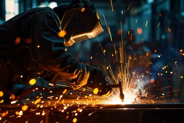 Industrial Brilliance Sets The Stage For A Skilled Welder's Fiery Sparks