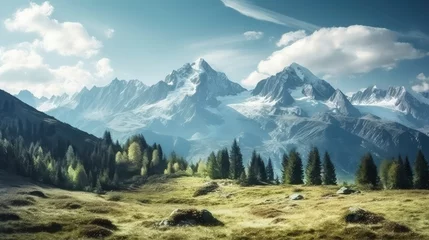 Foto auf Leinwand Stunning mountain landscape with clouds © Voilla