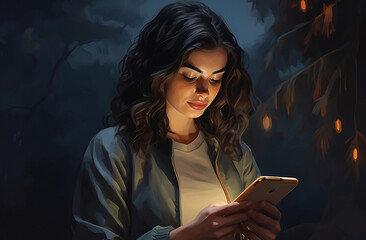 woman using phone ai generative art