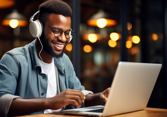 man working on laptop ai generative art