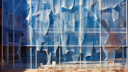 Transparent fabrics on hotel building UHD wallpaper