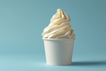 Blank Takeaway Cup With Soft Vanilla Ice Cream Or Frozen Yogurt Mockup