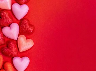 Obraz premium Empty valentine's day greeting card with copy space on red background