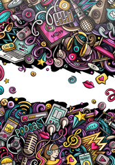 Obraz premium Audio content, podcast, radio, audiobook doodle