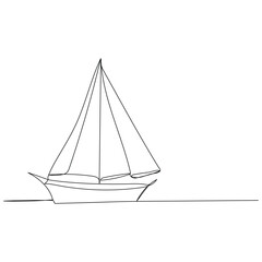 Continuous single line art drawing one line illustration art on Sailboat
