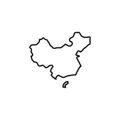 China map black and linear icon isolated on white background  