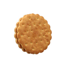 round sandwich cookie filled with chocolate cream isolated on white background. clipping path.