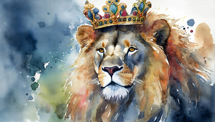 lion in the night illustration watercolor wallpaper 