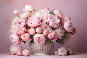 bouquet of pink roses in vase