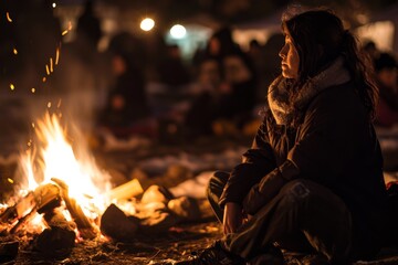 Homeless Woman Discovers Warmth And Companionship At Bonfire Gathering
