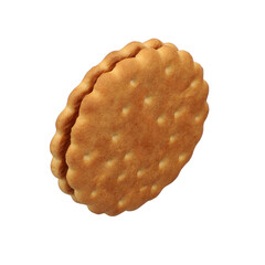 round sandwich cookie filled with chocolate cream isolated on transparent background. png isolated.