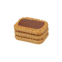 Biscuits covered in milk chocolate, isolated transparent background. png isolated.
