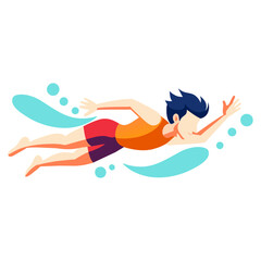 Man swimming. Flat graphic vector illustration on white background.