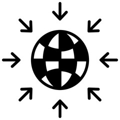 Global network solid glyph icon