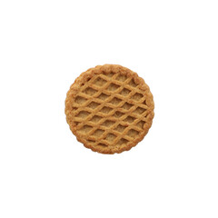 round sandwich cookie filled with chocolate cream isolated on transparent background, png isolated background.