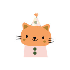 Funny animal characters. Giraffe, Bear, Mouse, Frog, Cat, Horse, Elk, Fox,  Sheep, Hare, Koala, Monkey, Bat. Kids, baby vector illustration. Happy birthday elements