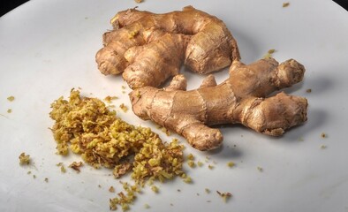 ginger root on a wooden board