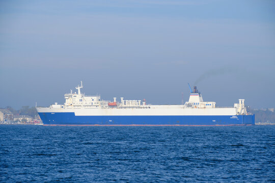 Baltiysk, Russia, October 26, 2022. Russian railway ferry Ambal in Baltic port.
