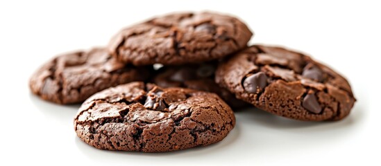 Fototapeta na wymiar Delicious brownie cookies on white background