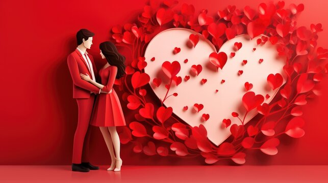 Happy valentines day couple concept. Generate AI image