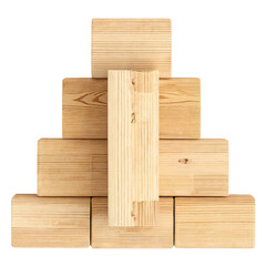 Wooden block tower isolated on transparent background.