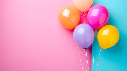 Vibrant Balloons on Pink and Blue Background