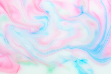 Background with red blue streaks milky white background. Texture of marble.