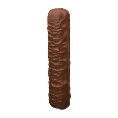 Tasty milky chocolate glazed protein bar isolated on transparent. Healthy snack, png isolated background.