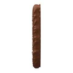 Tasty milky chocolate glazed protein bar isolated on transparent. Healthy snack, png isolated background.