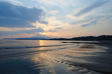 Sunset on the beach in Jeju Island, South Korea.