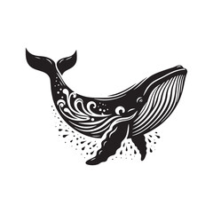 Ethereal Whirlpools: Whale Silhouettes Capturing the Enigmatic Dance of Marine Giants Amidst Oceanic Currents - Whale Illustration - Whale Vector
