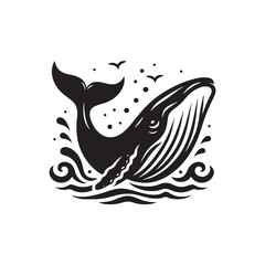 Whispers from the Abyss: A Compelling Collection of Whale Silhouettes Echoing the Secrets of the Deep - Whale Illustration - Whale Vector
