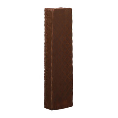 Delicious milk chocolate covered wafer isolated on transparent. Healthy snack, png isolated background.