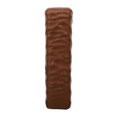 Tasty milky chocolate glazed protein bar isolated on transparent. Healthy snack, png isolated background.