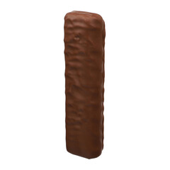 Tasty milky chocolate glazed protein bar isolated on transparent. Healthy snack, png isolated background.