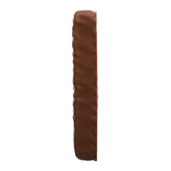 Tasty milky chocolate glazed protein bar isolated on transparent. Healthy snack, png isolated background.