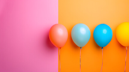 Colorful Balloons Arranged in a Row on a Vibrant Background