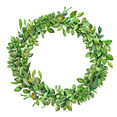 Fototapeta premium watercolor wreath of leaves isolated on transparent background
