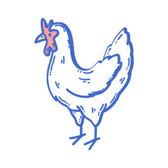 svg chicken doodle element set