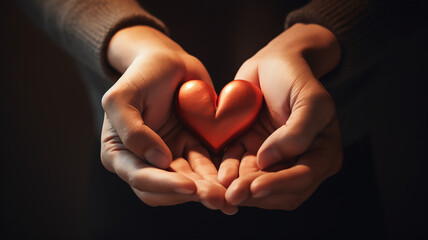 Fototapeta premium hands holding heart with generative ai