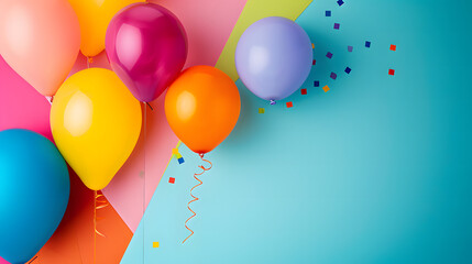 Colorful Balloons With Streamers and Confetti for a Festive Celebration