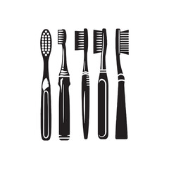 Brushing Artistry Unmasked: A Gallery of Toothbrush Silhouettes Illustrating the Aesthetic of Dental Care - Toothbrush Illustration - Toothbrush Vector

