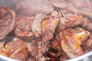 Grilled pork ribs hot off the grill freshly cooked