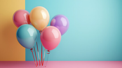 Colorful Balloons Arranged on Table for Celebration or Party Decorations