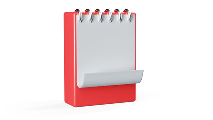 3d render illustration of calendar with blank page
